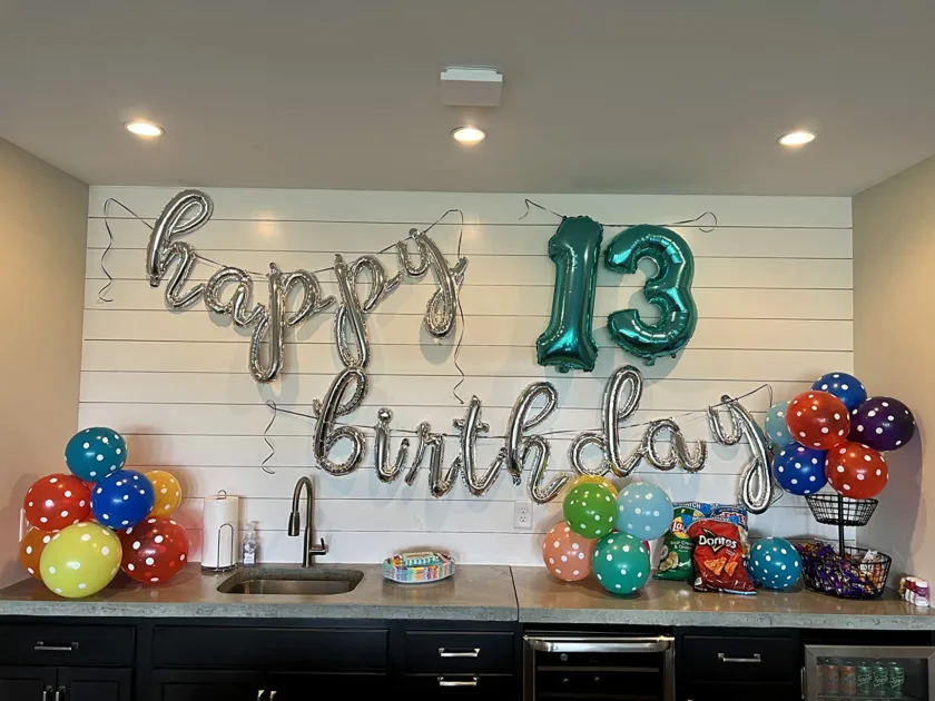 Silver 13th Happy Birthday Balloons