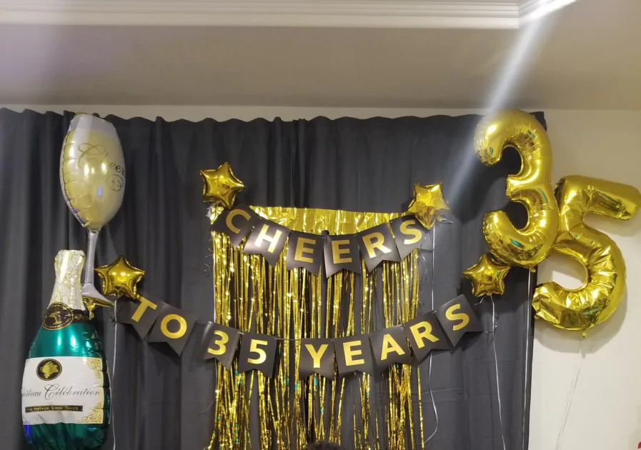 Gold Balloons Banners 35th Birthday Decoration